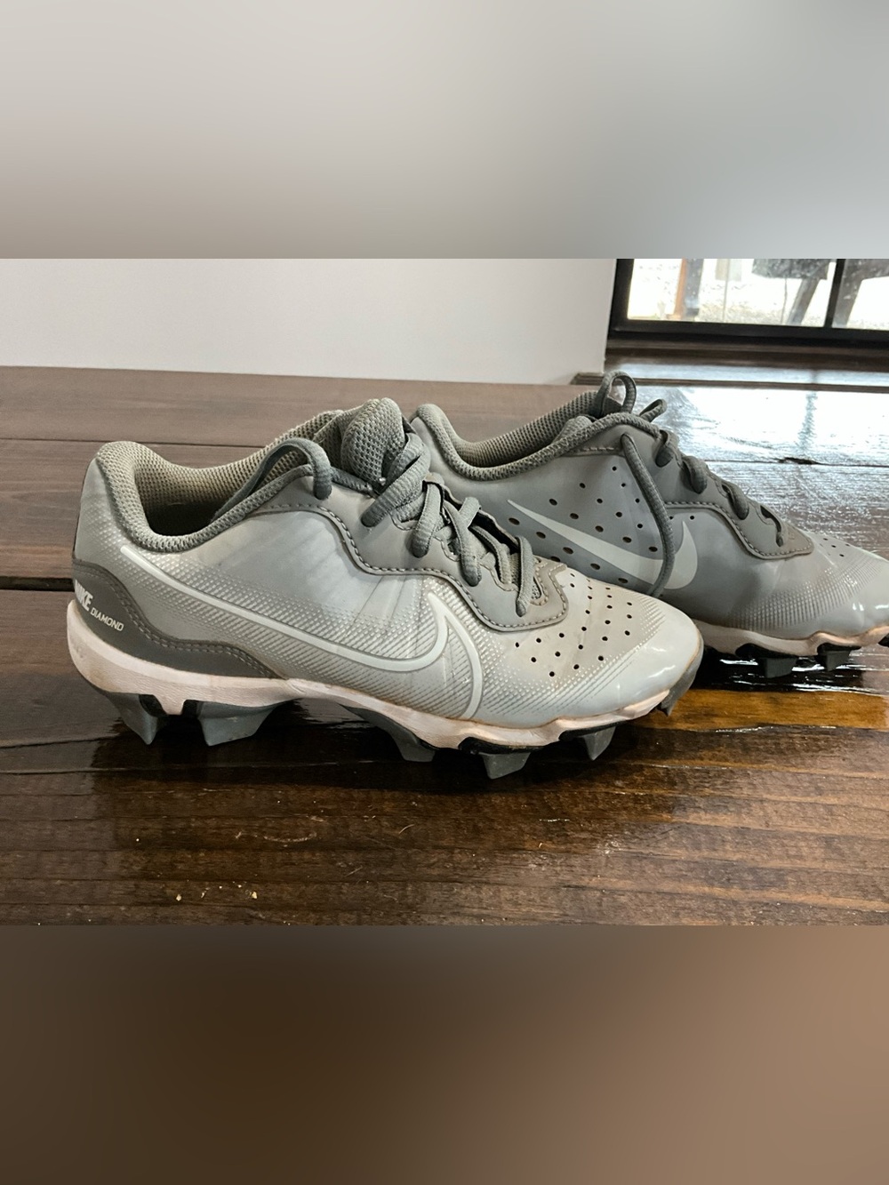 Kids Nike Alpha Hurache Keystone Diamond Baseball Cleats Size US 2.5Y Gray